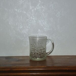 Pasari Crystal Livia Clear Glass Cups Mugs Indonesia Rose Frosted Edge F…